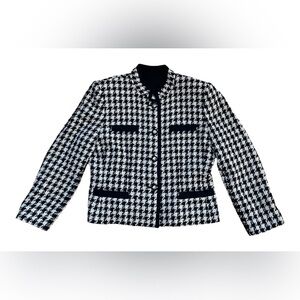 VTG Kasper For ASL Blazer Size 10 P Houndstooth Jacket Pockets Executive Career